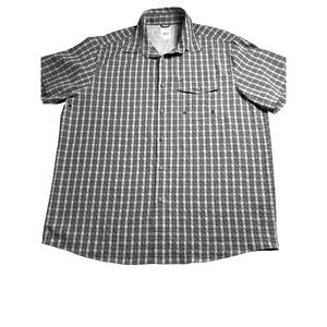 Solaris Outdoors Mens XL Blue Plaid Button Up Short Sleeve Shirt Travel Hiking